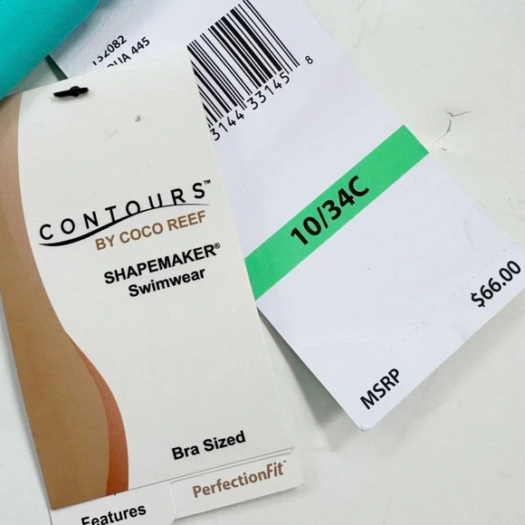 Coco Reef Contours Push Up Cameo Underwire Halter Bikini Top Turquoise Size 10 - Picture 11 of 16